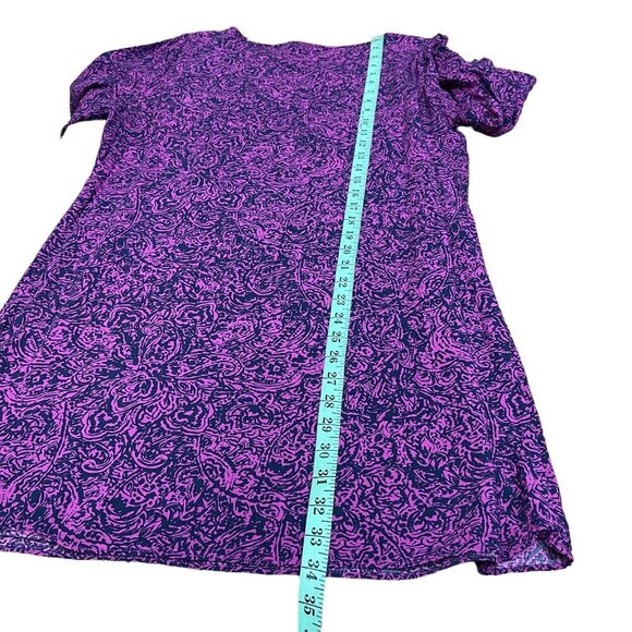 Banana Republic Women's Purple and Black Paisley & Floral Print Dress - Size L - Picture 11 of 13